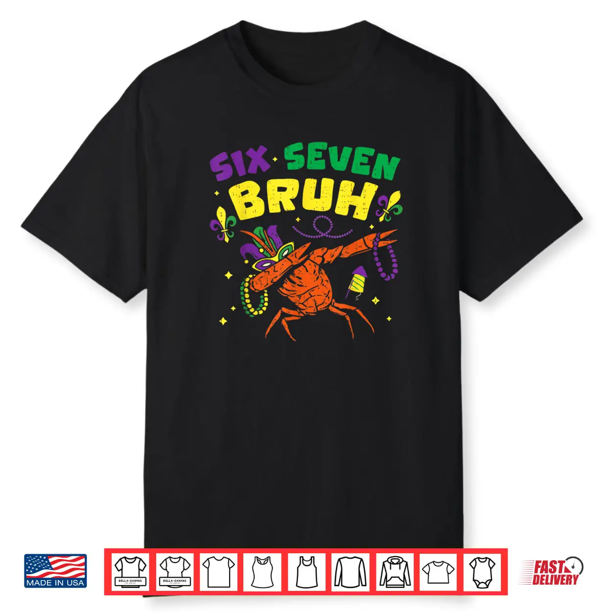 Mardi Gras Six Seven Bruh Crawfish Jester Beads 67 Shirt