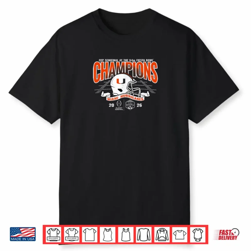 Miami Hurricanes Fiesta Bowl Champs 2026 CFP Semifinal Green Shirt