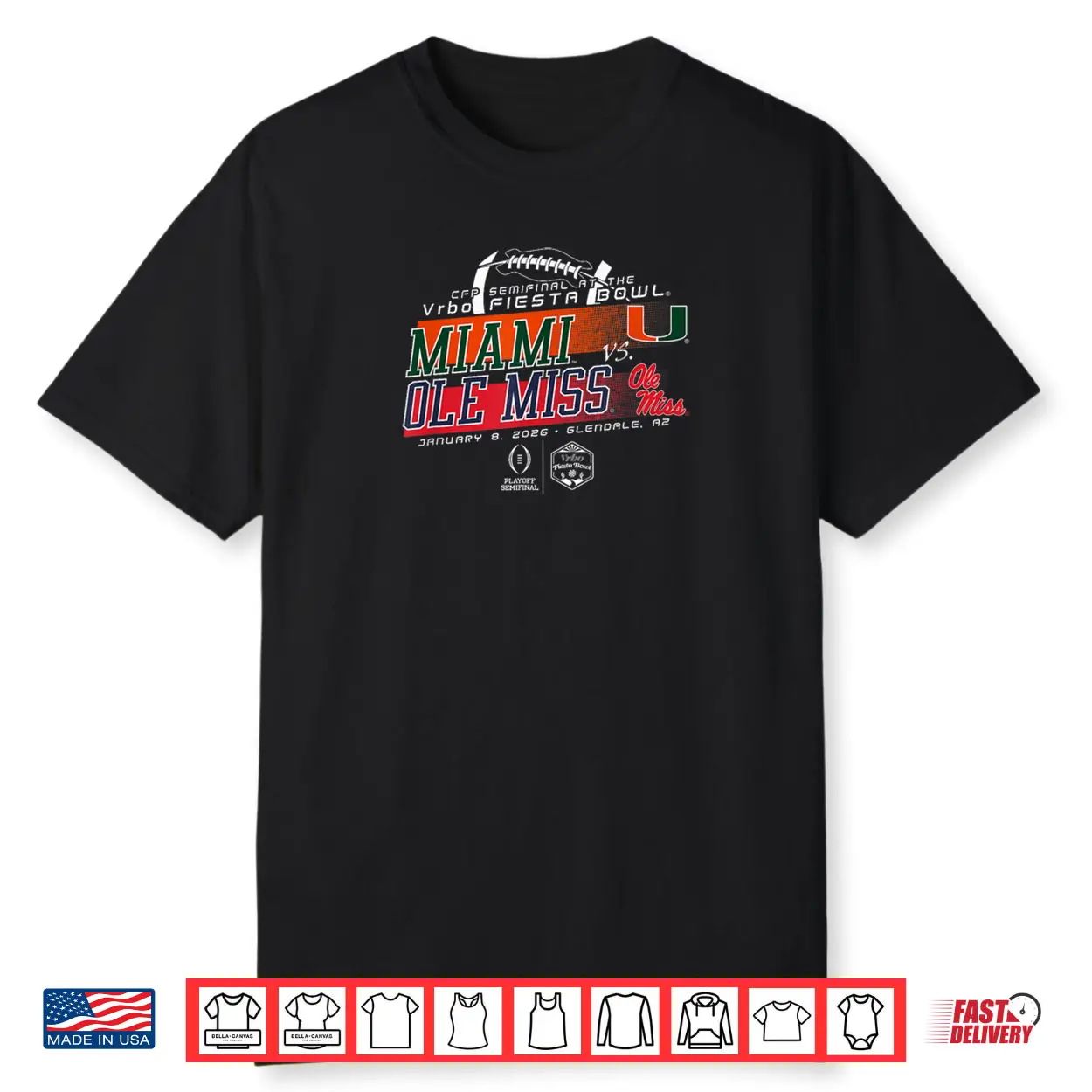 Miami Hurricanes v Ole Miss Rebels Fiesta Bowl 2026 CFP Semi Shirt