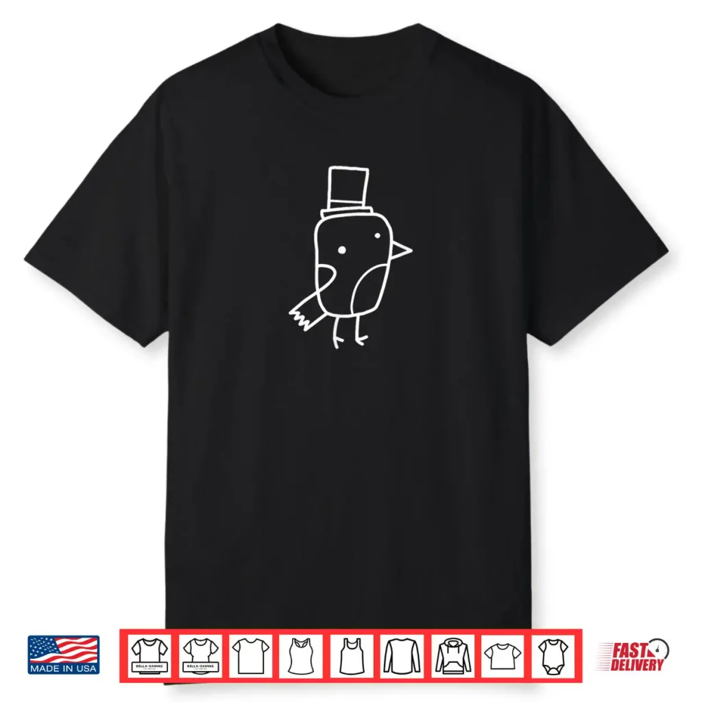 Minimalist Line Art Gentleman Bird Doodle Shirt