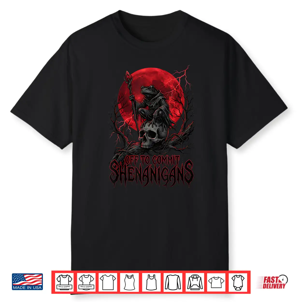 Off To Commit Shenanigans Funny Dark Fantasy Frog Meme Shirt