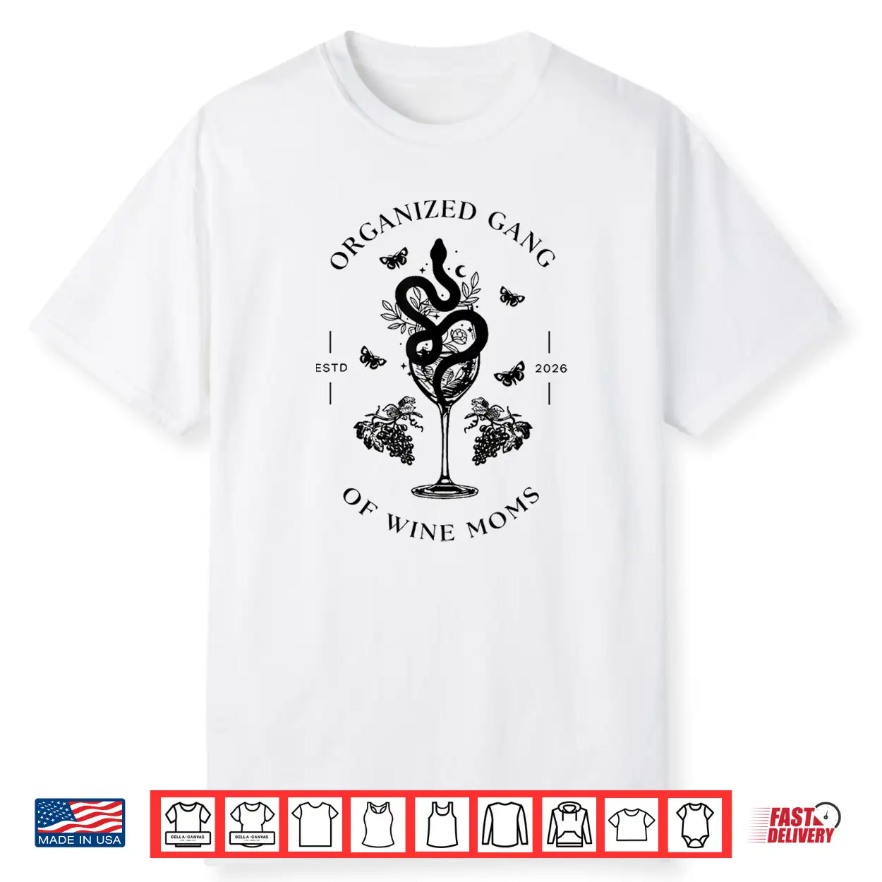 Organized Gang Of Wine Moms Snake Wine Glass Emblem Shirt
