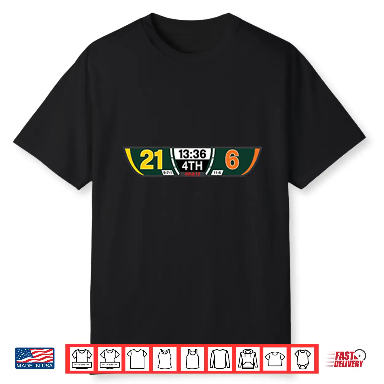 Packers 21 Bears 6 Scoreboard Fourth Quarter Football Shirt