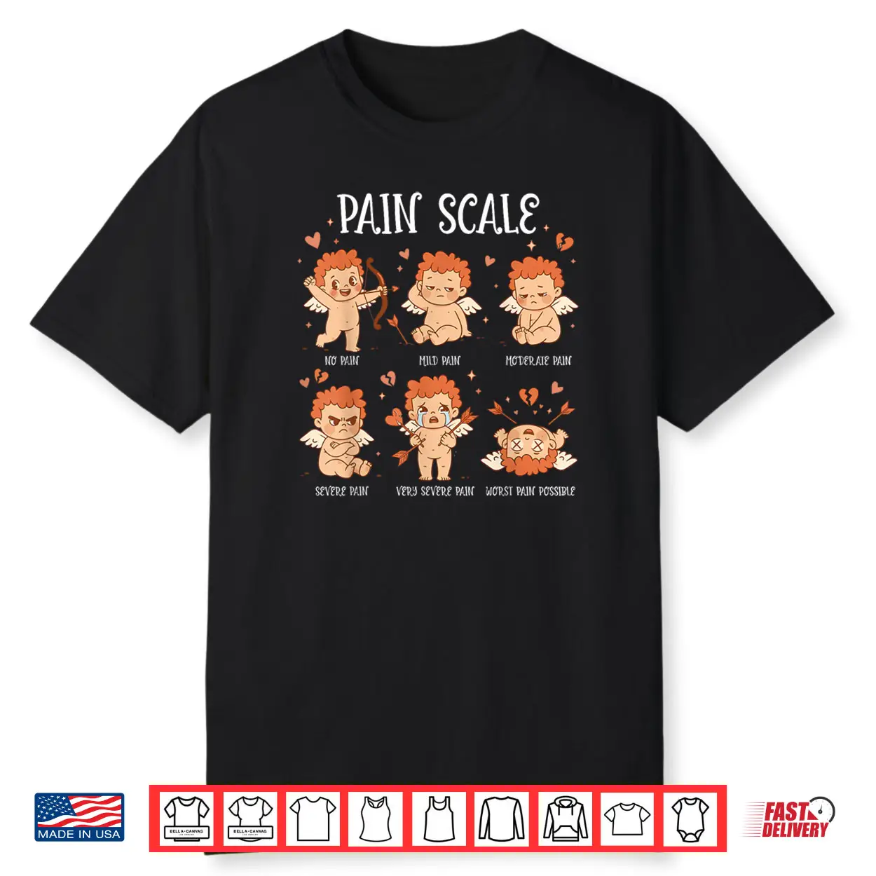 Pain Scale Cupid Pain Assessment Trauma Nurse Valentine Day Shirt
