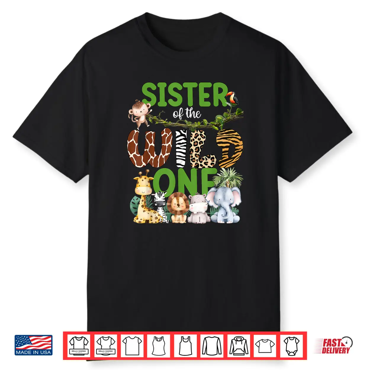 Sister of The Wild One Safari Jungle 1St Birthday Kids Shirt