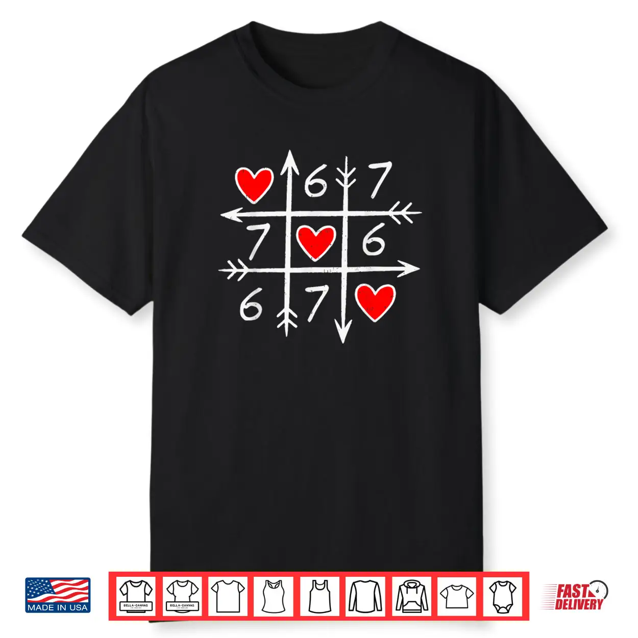 Six Seven 67 Meme 6 7 Heart Valentines Day Shirt