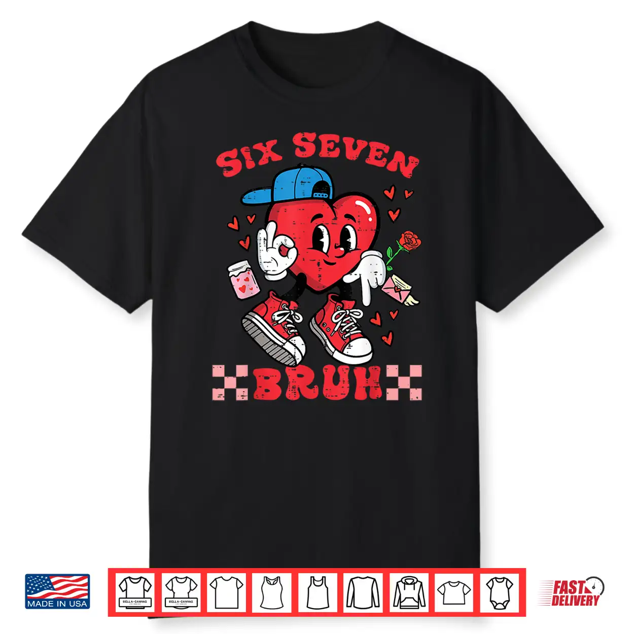 Six Seven Bruh Heart 67 6 7 Valentines Day Kids Boys Youth Shirt