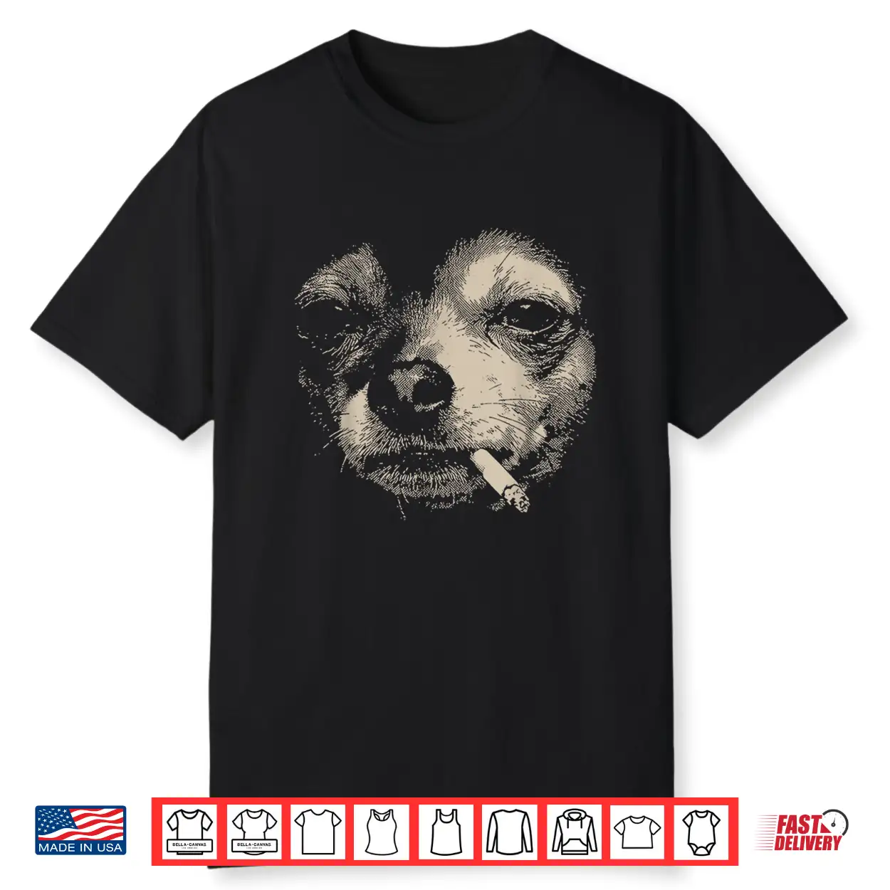 Smoking Chihuahua Meme Funny Dog Face Y2K Grunge Dog Shirt