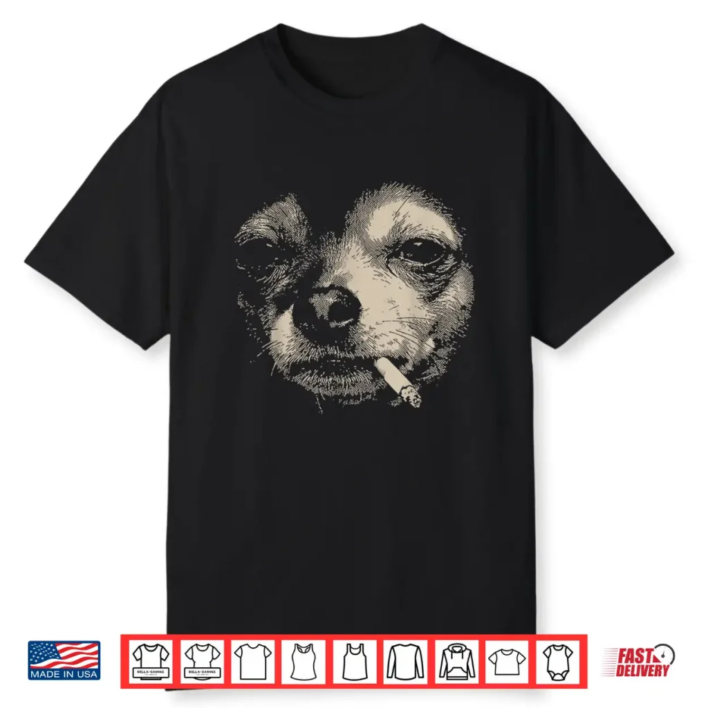 Smoking Chihuahua Meme Funny Dog Face Y2K Grunge Dog Shirt