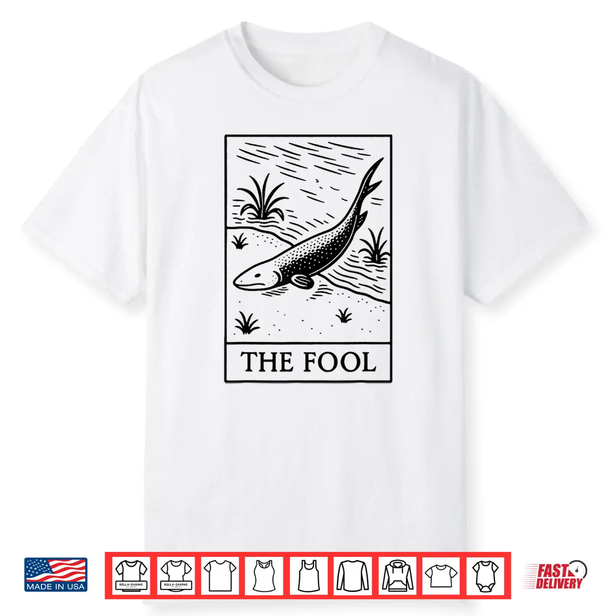 The Fool Fish Card Esoteric Linework Vintage Shirt