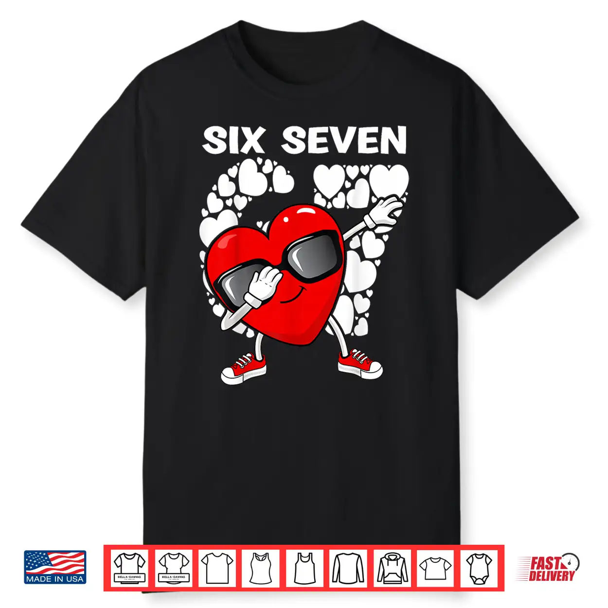 Valentines Day Boys Kids Girls Hearts Dabbing Six Seven 67 Shirt