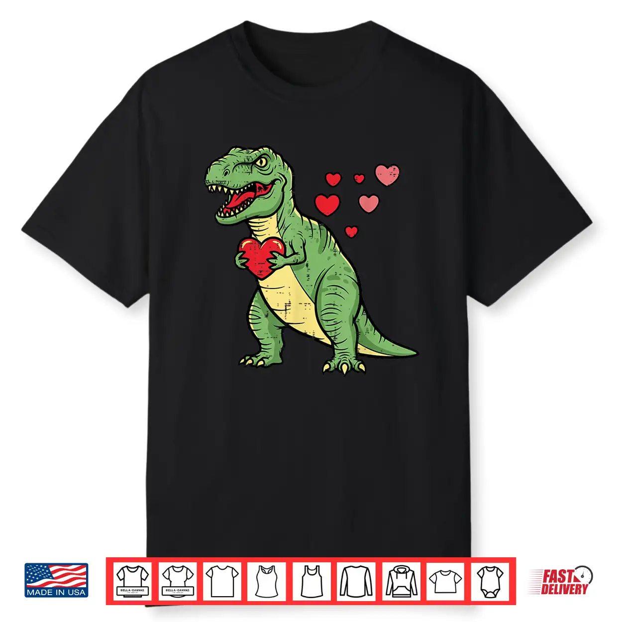 Valentines Day Dino Heart Funny Love Trex Boys Kids Toddler Shirt