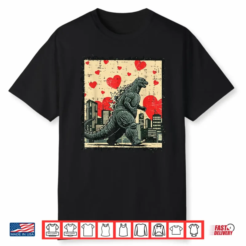 Valentines Day Japanese Monster Hearts Kaiju Men Women Kids Shirt