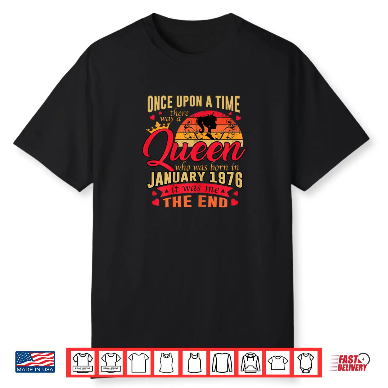 Womens 50th Birthday Gift A Queen Born in January 1976 50 Yrs Old Shirt