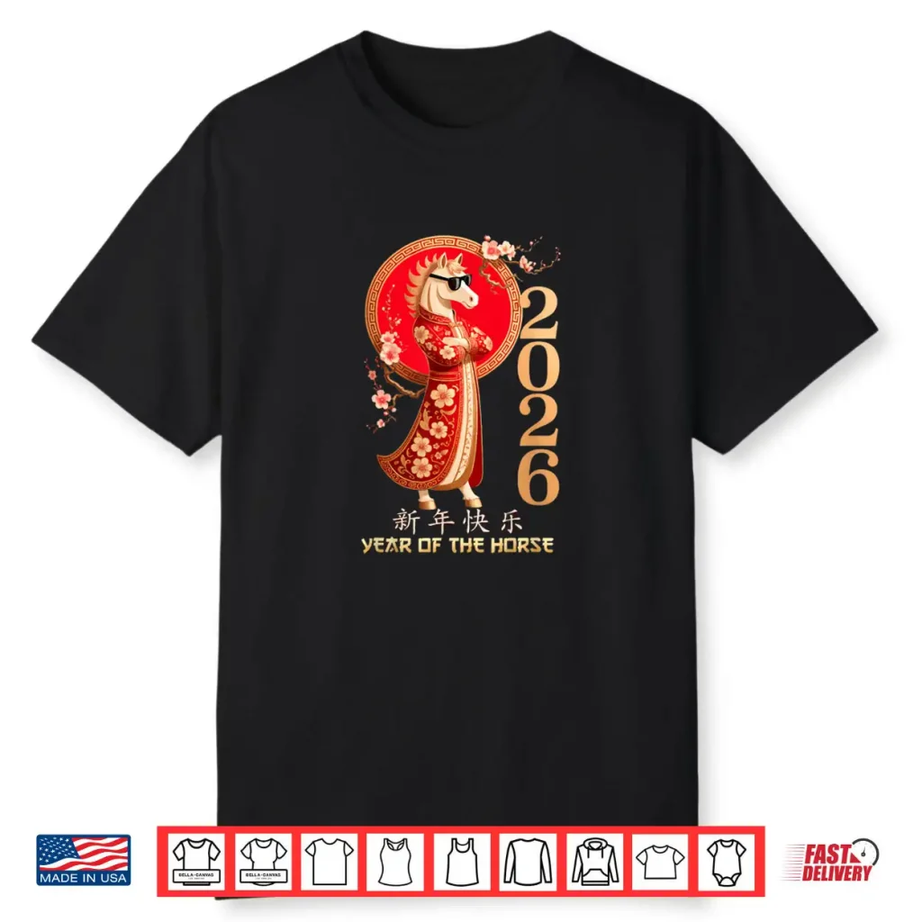 Year of The Horse 2026 Chinese Cool Sunglasses Shirt