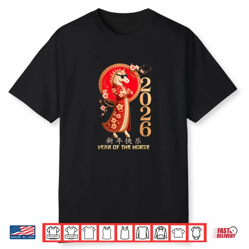 Year of The Horse 2026 Chinese Cool Sunglasses Shirt