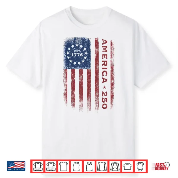 America 250 Vintage Historical Us Flag 4Th Of July 2026 Shirt