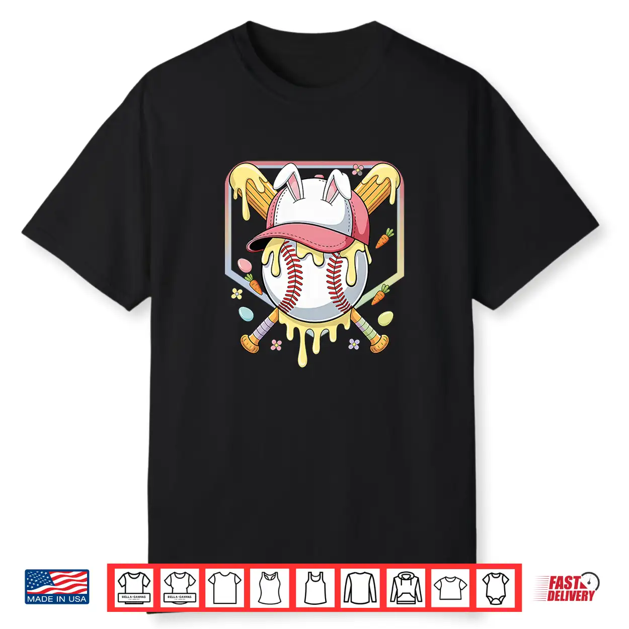 Bunny Baseball Hat With Ice Cream Easter Day Premium Tri Blend Shirt Bunny Baseball Hat With Ice Cream Easter Day Premium Tri Blend Shirt