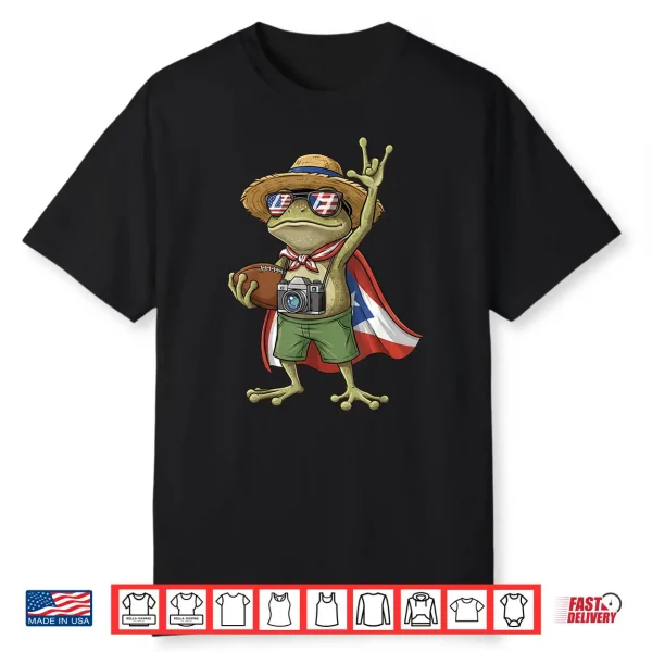 Coqui Frog Puerto Rico Flag Puerto Rican Football Boricua Shirt