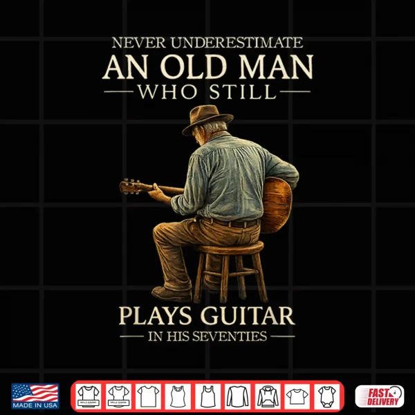 Design 70Th Birthday Acoustic Guitar Player Retro In His Seventies Shirt