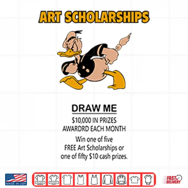 Design Art Scholarships Draw Me Vintage Cartoon Duck Shirt