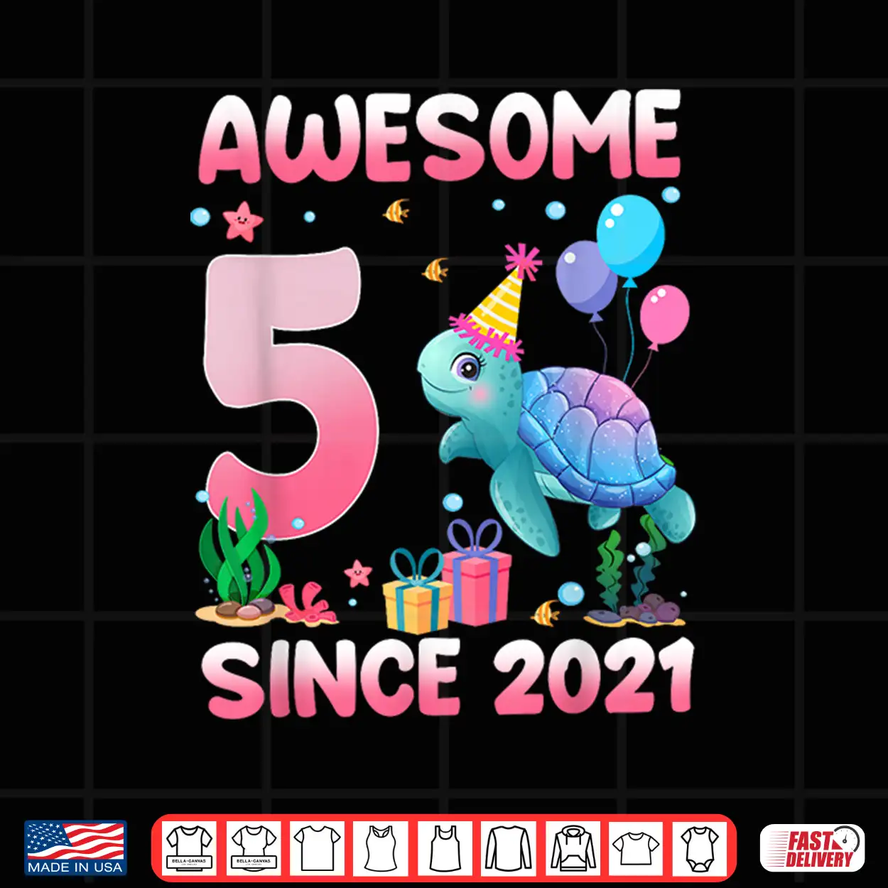 Awesome Since 2021 5 Year Old Birthday Sea Turtle Lover Shirt Awesome Since 2021 5 Year Old Birthday Sea Turtle Lover Shirt