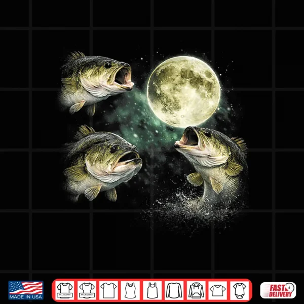 Design Bass Fish Howling To The Moon Vintage Angler Fisherman Shirt