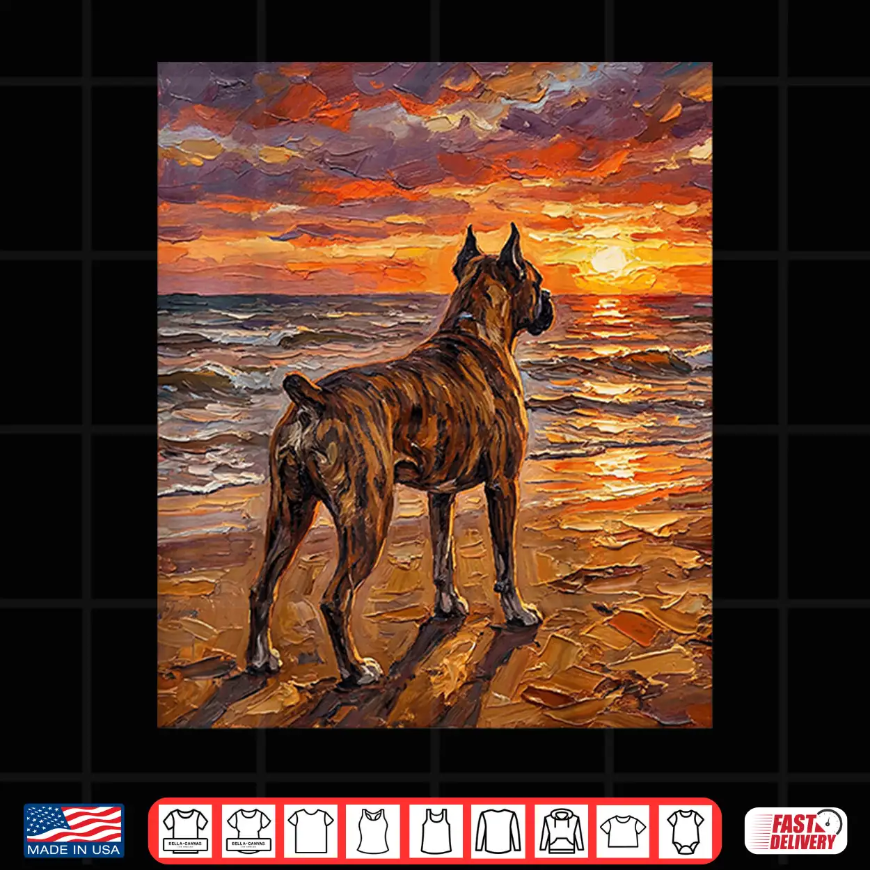 Brindle Boxer At A Sunset Beach Dog Artwork Shirt Brindle Boxer At A Sunset Beach Dog Artwork Shirt
