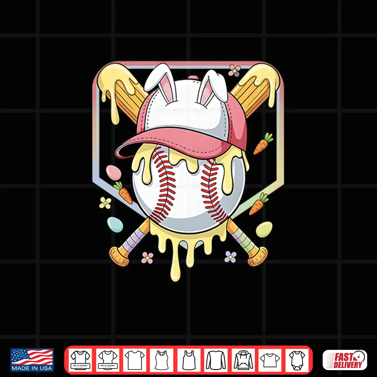 Bunny Baseball Hat With Ice Cream Easter Day Premium Tri Blend Shirt Bunny Baseball Hat With Ice Cream Easter Day Premium Tri Blend Shirt