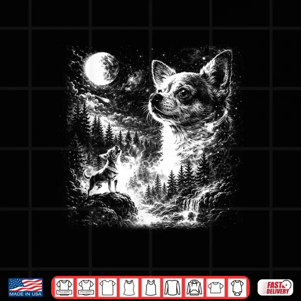 Chihuahua Howling To The Moon Vintage 90S Retro Animal Shirt 4 Design Chihuahua Howling To The Moon Vintage 90S Retro Animal Shirt