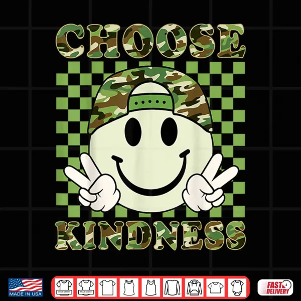 Design Choose Kindness Camo Be Kind Inspirational Kids Boy Positive Shirt