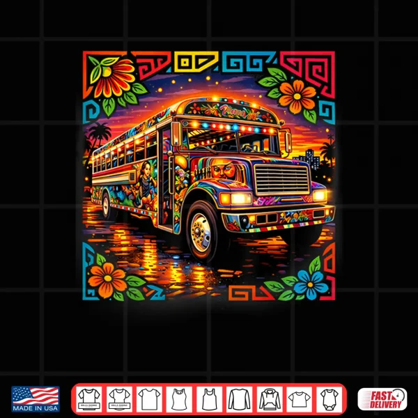 Design Diablo Rojo Bus Mola Art Panama Cultural Design Shirt