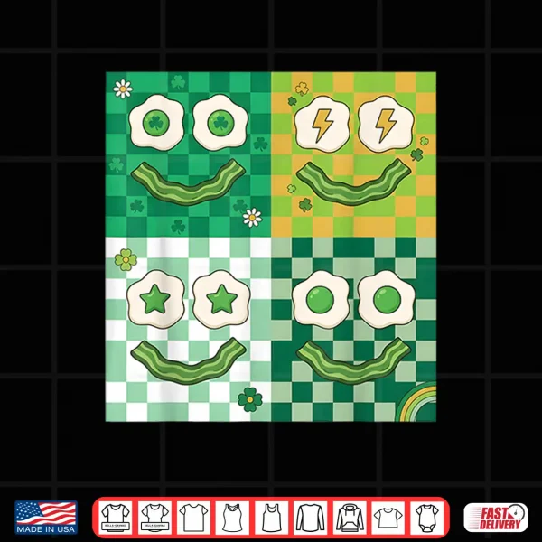 Green Smile Face Eggs And Bacon Ham Breakfast Graphic Shirt 4 Design Green Smile Face Eggs And Bacon Ham Breakfast Graphic Shirt