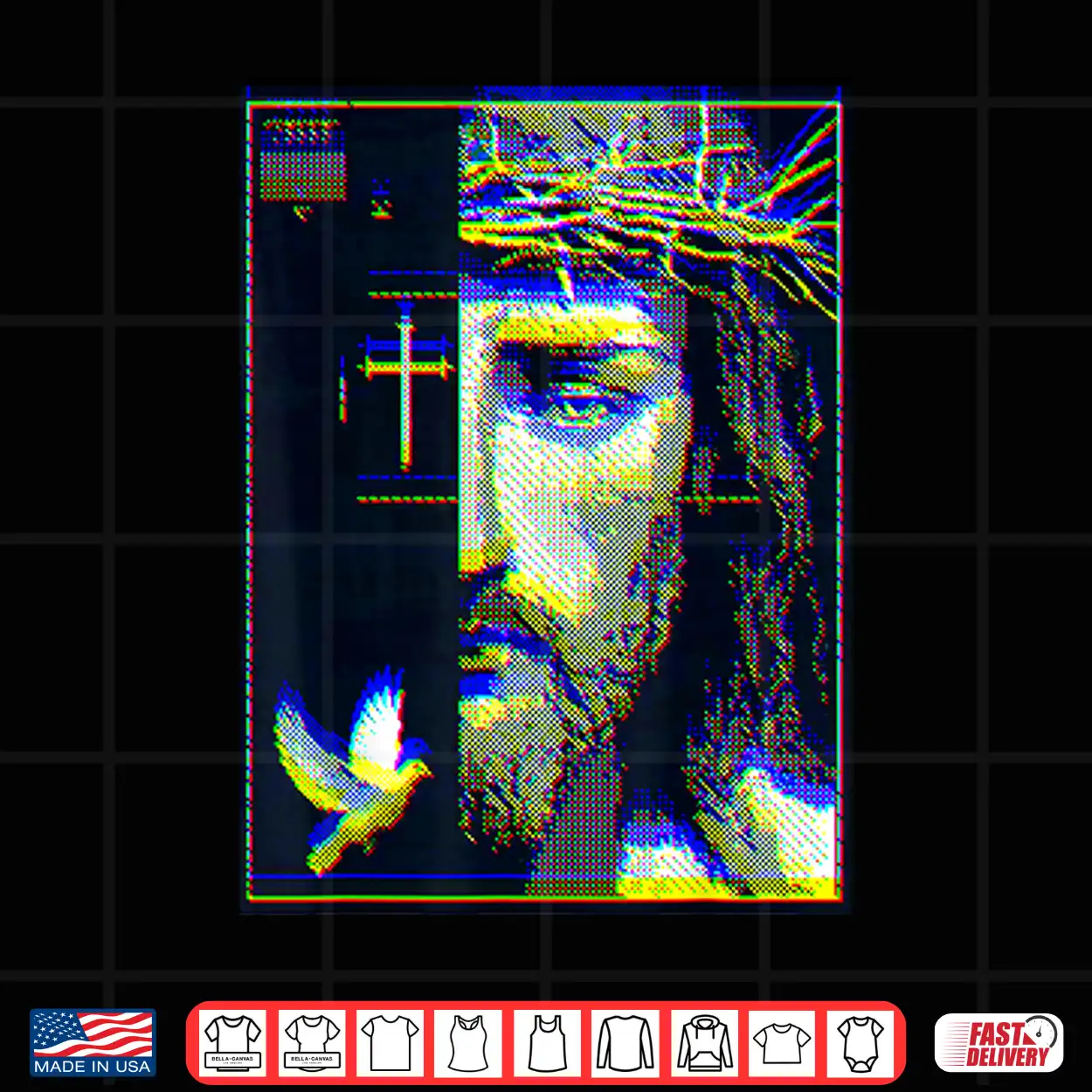 Jesus Christ Glitch Dove Crucifix Streetwear Shirt Jesus Christ Glitch Dove Crucifix Streetwear Shirt