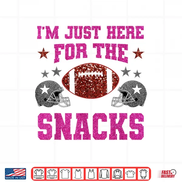 Design Just Here For The Snacks American Football Funny Women Kids Shirt