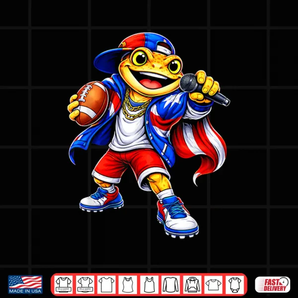 Design Puerto Rico Kids Girl Flag Music Coqui Frog Funny Football Shirt