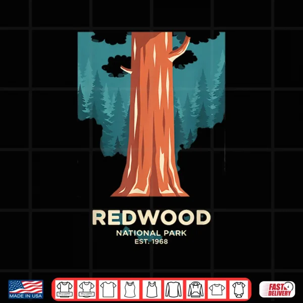 Design Redwood National Park Est 1968 Kids Forest Tree Nature Shirt