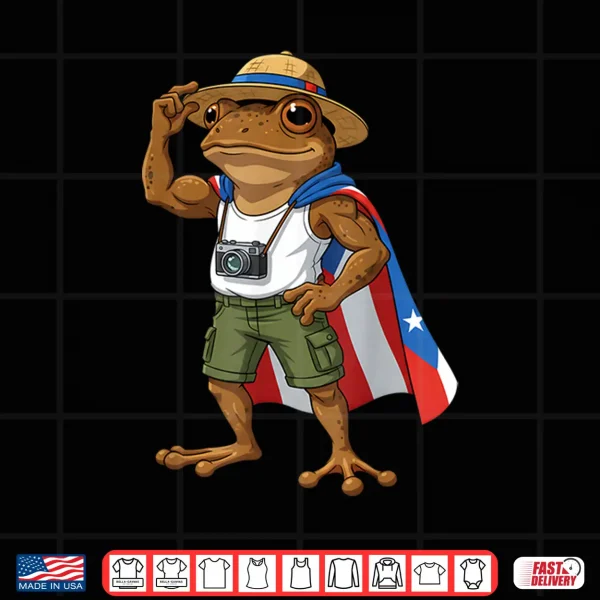 Design Rican Sapo Concho Coqui Frog Funny Puerto Rico Flag Hispanic Shirt