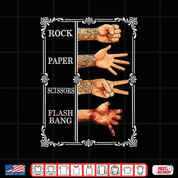 Design Rock Paper Scissors Flashbang Gamer Meme Shirt