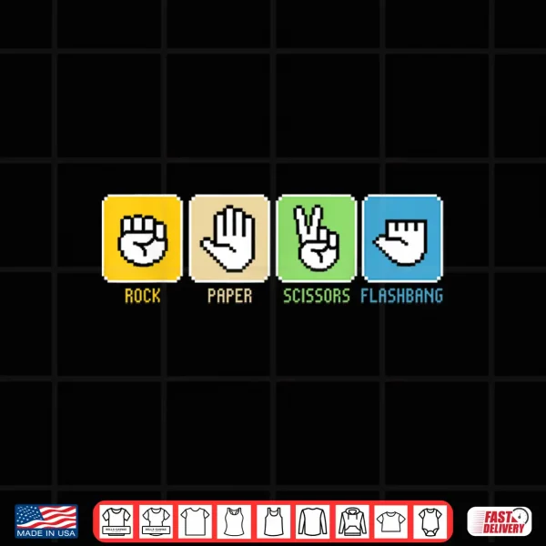 Design Rock Paper Scissors Flashbang Gamer Vintage Meme Shirt