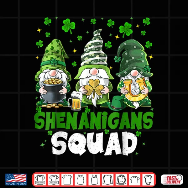 Design Saint Patricks Day Gnomes Shenanigans Squad Festive Shirt