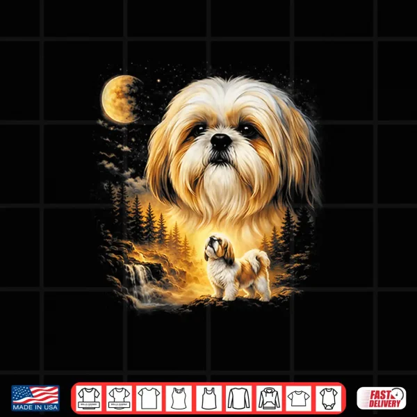 Design Shih Tzu Howling To The Moon Vintage 90S Funny Dog Graphic Shirt