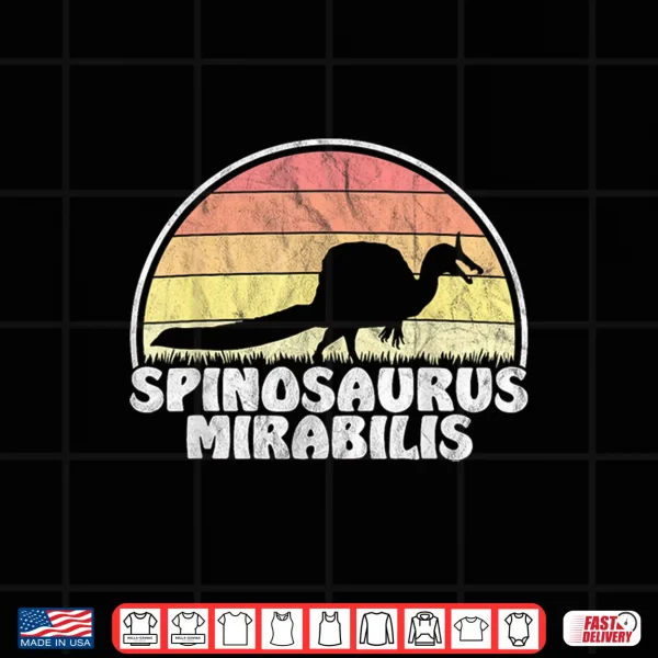 Design Spinosaurus Mirabilis Retro Dinosaur Distressed Graphic Shirt
