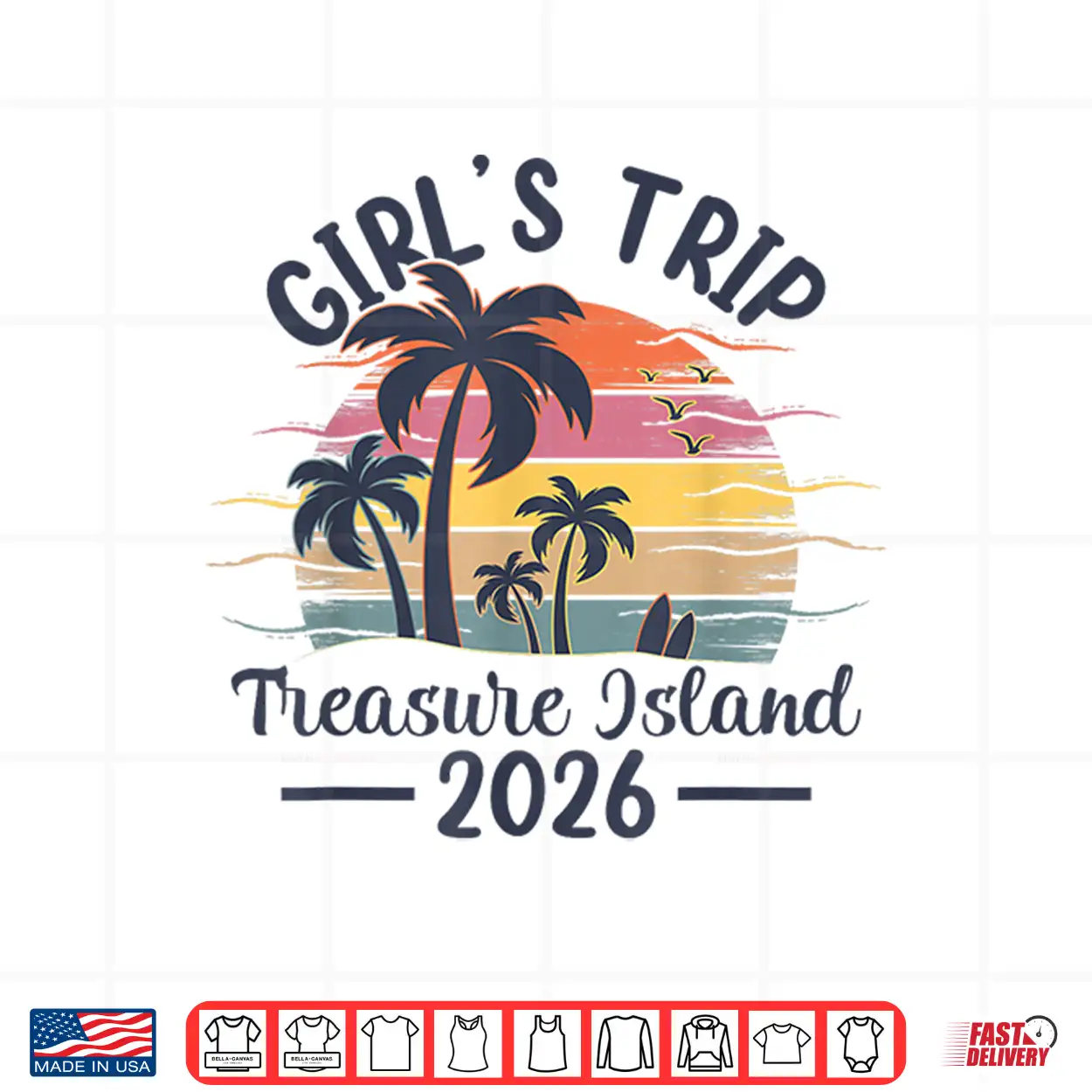 Treasure Island Girls Trip 2026 Vintage Sunset Summer Vibes Shirt Treasure Island Girls Trip 2026 Vintage Sunset Summer Vibes Shirt