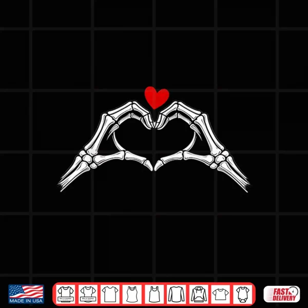 Design Valentine Skeleton Hand Heart Funny Men Women Kids Custume Shirt