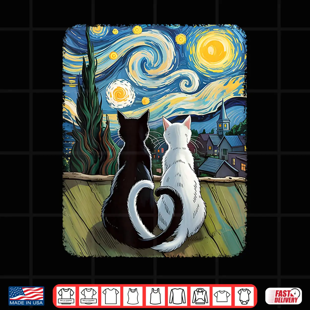 Van Gogh Starry Night Cat Shirt Van Gogh Starry Night Cat Shirt