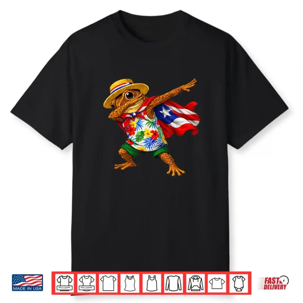 Funny Coqui Frog Puerto Rico Flag Puerto Rican Taino Boricua Shirt