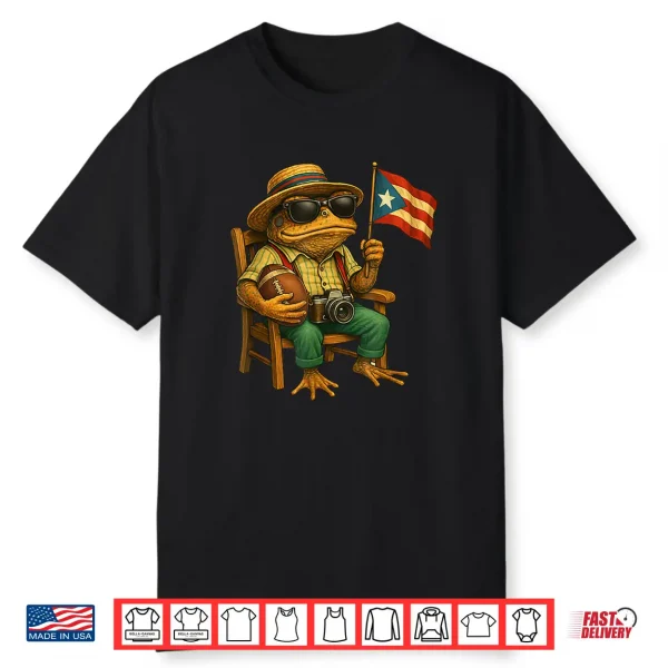 Funny Coqui Frog Puerto Rico Flag Taino Boricua Hispanic Shirt