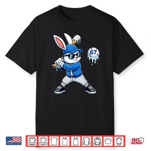 Funny Dripping Drip Baseball Rabbit Bunny Easter Men Boy Kid Shirt
