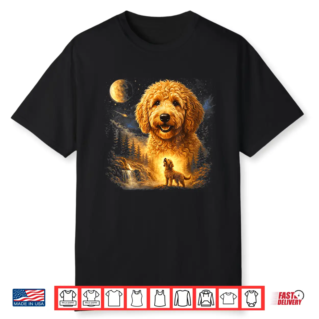 Goldendoodle Howling To The Moon Vintage Dog Art Shirt Goldendoodle Howling To The Moon Vintage Dog Art Shirt